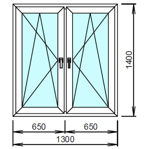 plafen l-line (60mm) Окно кухонное двустворчатое