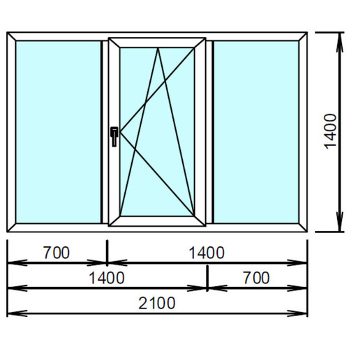 plafen l-line (60mm) Окно зальное одностворчатое