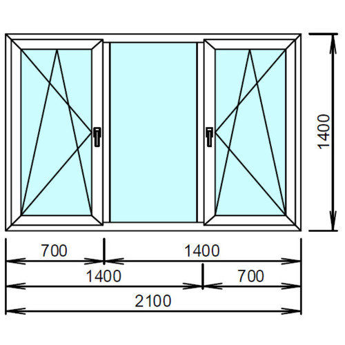 plafen s-line (75mm) Окно зальное двустворчатое