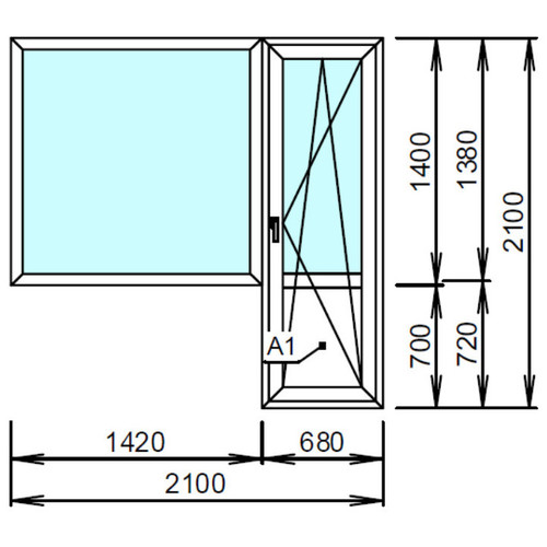 plafen l-line (60mm) Балконный выход 2м